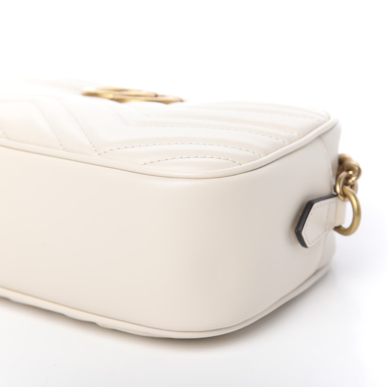 Gucci Calfskin Matelasse Small GG Marmont Chain Shoulder Bag White 9 of 10