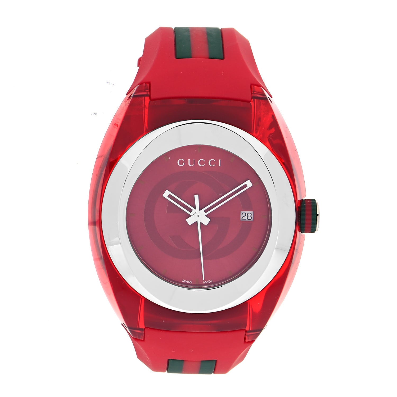Gucci Stainless Steel Rubber 46mm Sync Web Quartz Watch Red 1 of 5