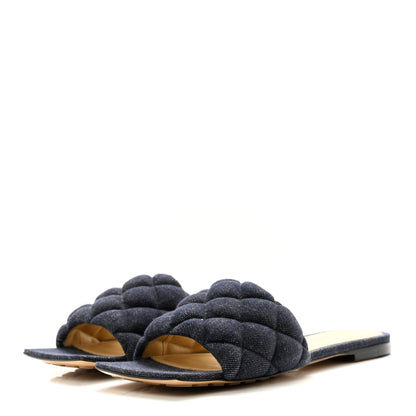 Bottega Veneta Denim Matelasse Padded Flat Sandals 35 Indigo 3 of 9
