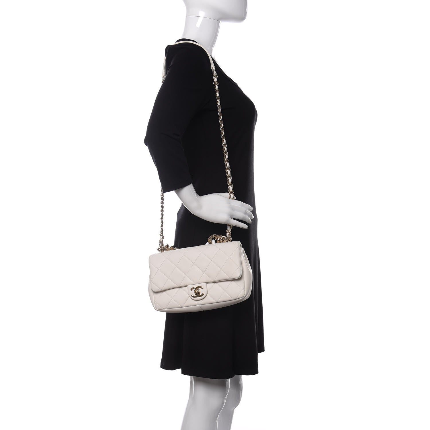 Chanel Lambskin Quilted Resin Bi-Color Chain Flap Bag White 2 of 13
