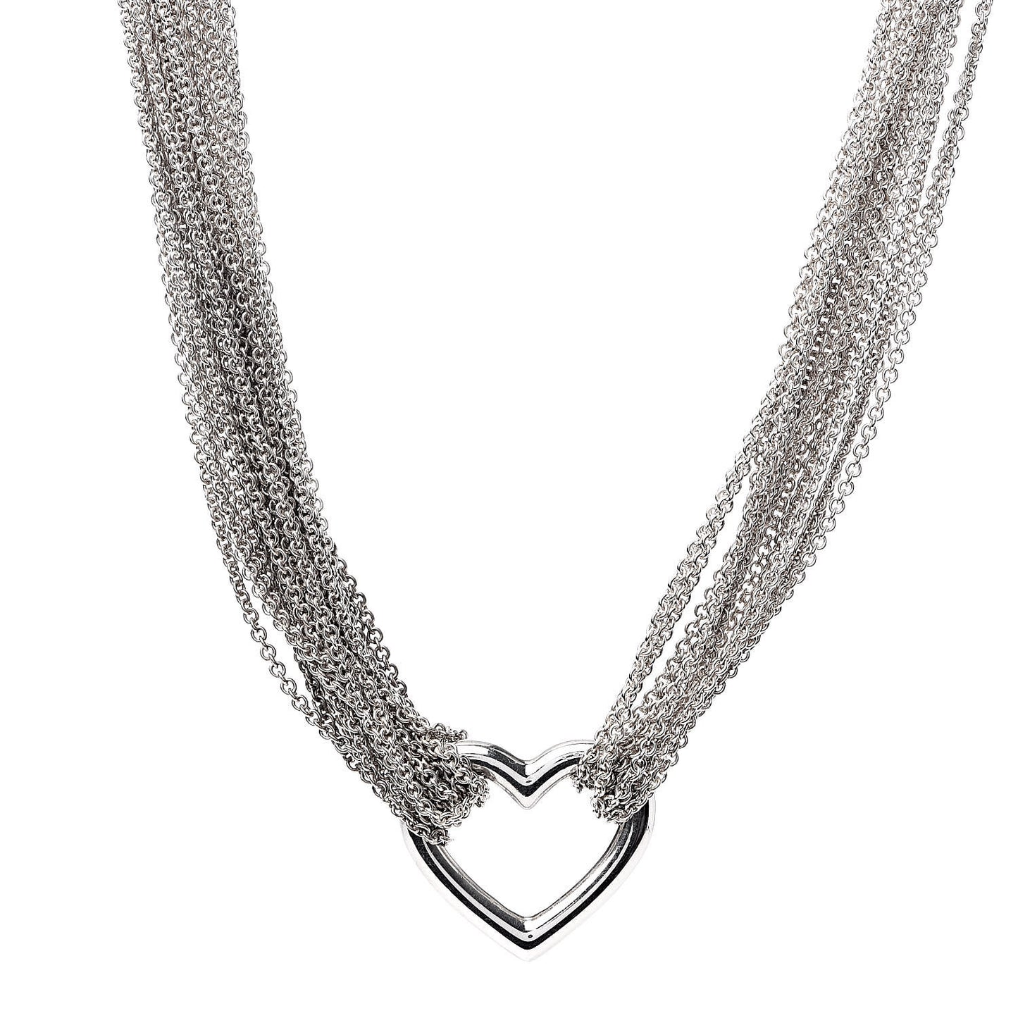 Sterling Silver Heart Multi Chain Toggle Necklace