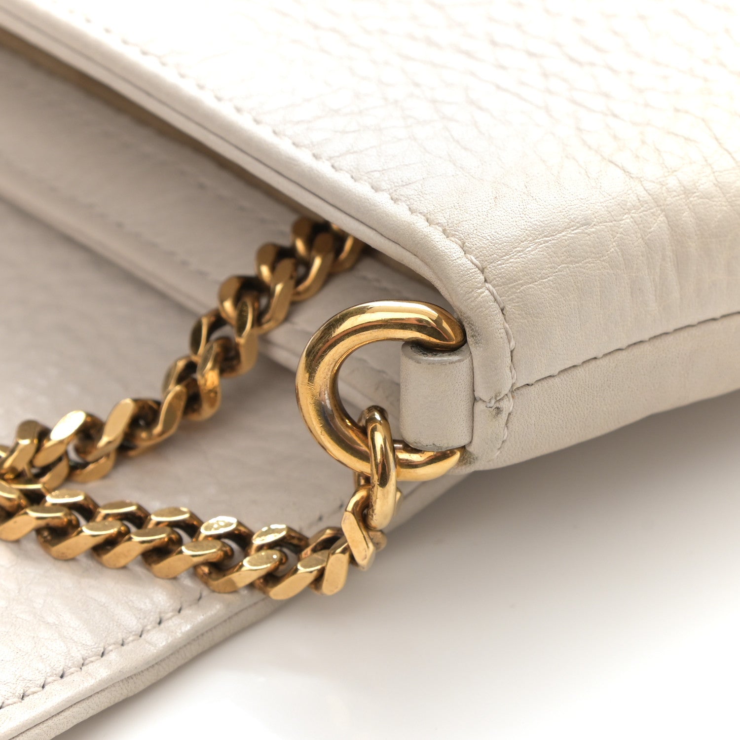Gucci Pebbled Calfskin Small 1973 Chain Shoulder Bag Off White 9 of 9