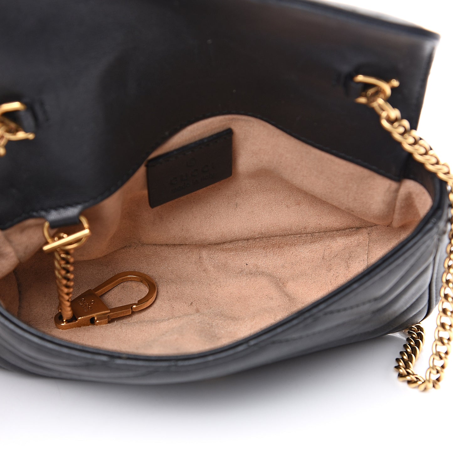 Calfskin Matelasse Super Mini GG Marmont Shoulder Bag Black
