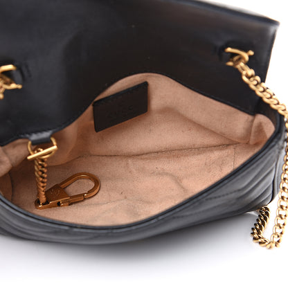 Gucci Calfskin Matelasse Super Mini GG Marmont Shoulder Bag Black 4 of 13