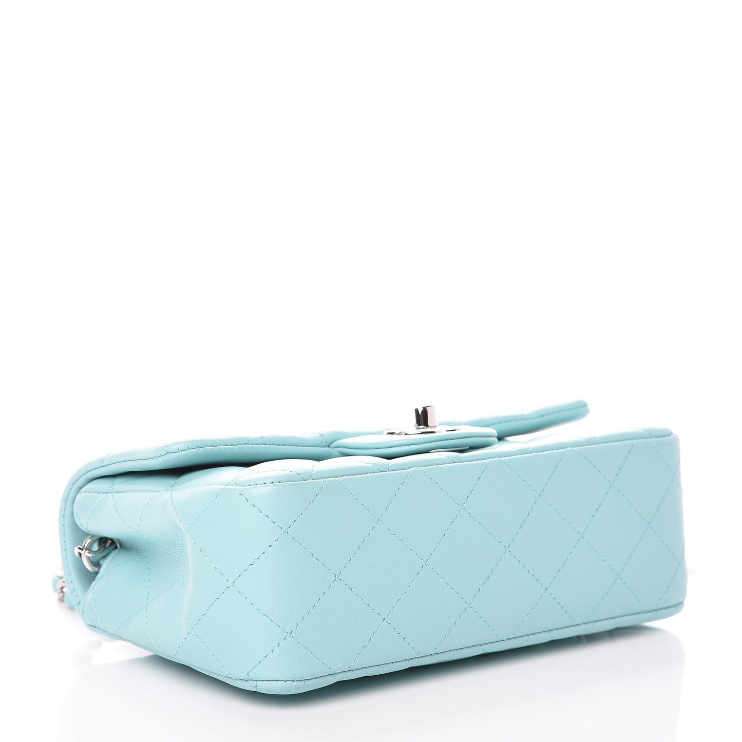 Lambskin Quilted Mini Rectangular Flap Light Blue