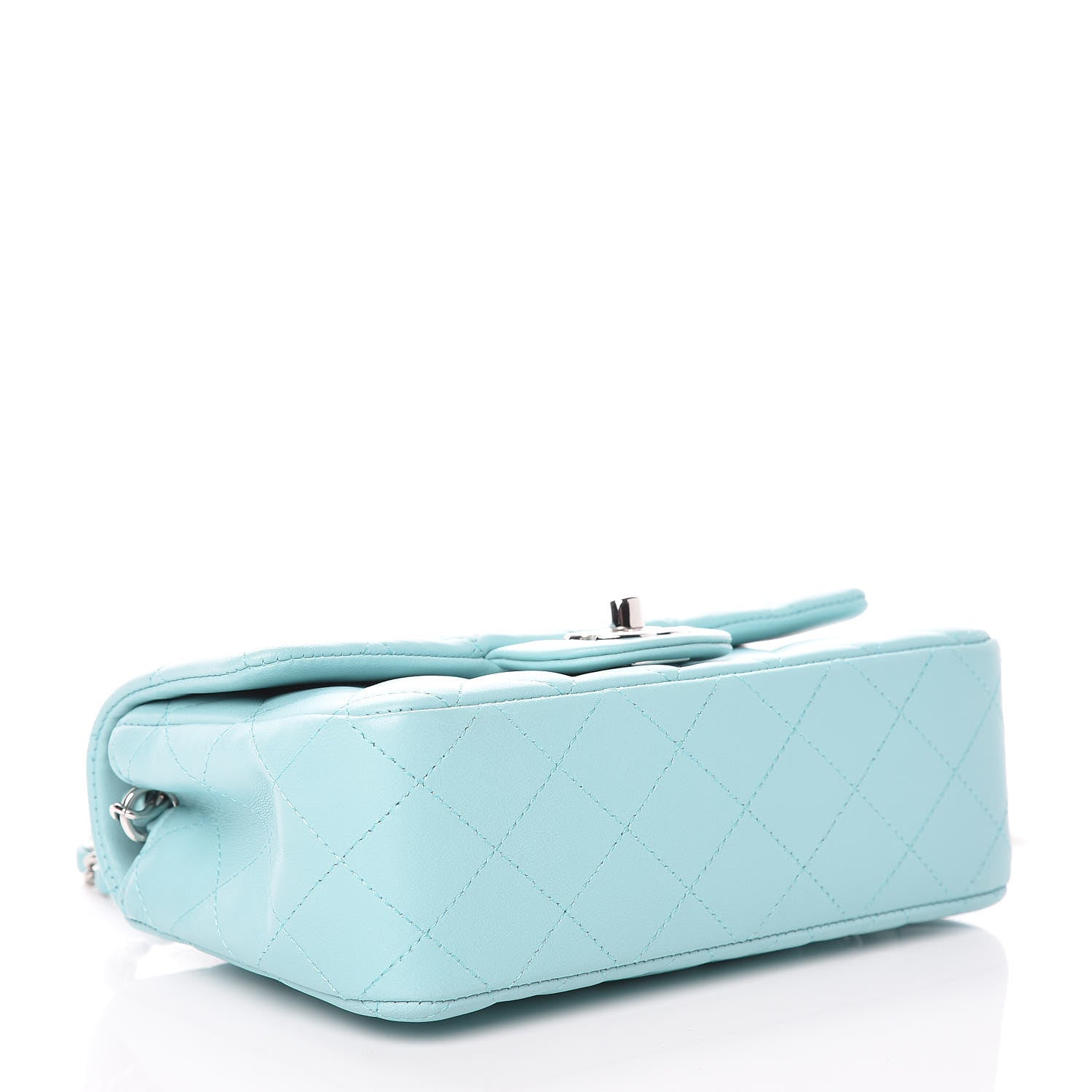 Chanel Lambskin Quilted Mini Rectangular Flap Light Blue 4 of 10