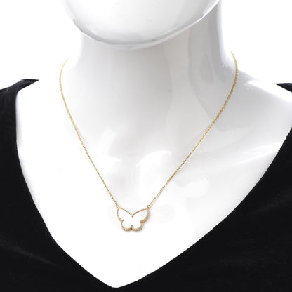 Van Cleef & Arpels 18K Yellow Gold Mother of Pearl Lucky Alhambra Butterfly Pendant Necklace 2 of 4