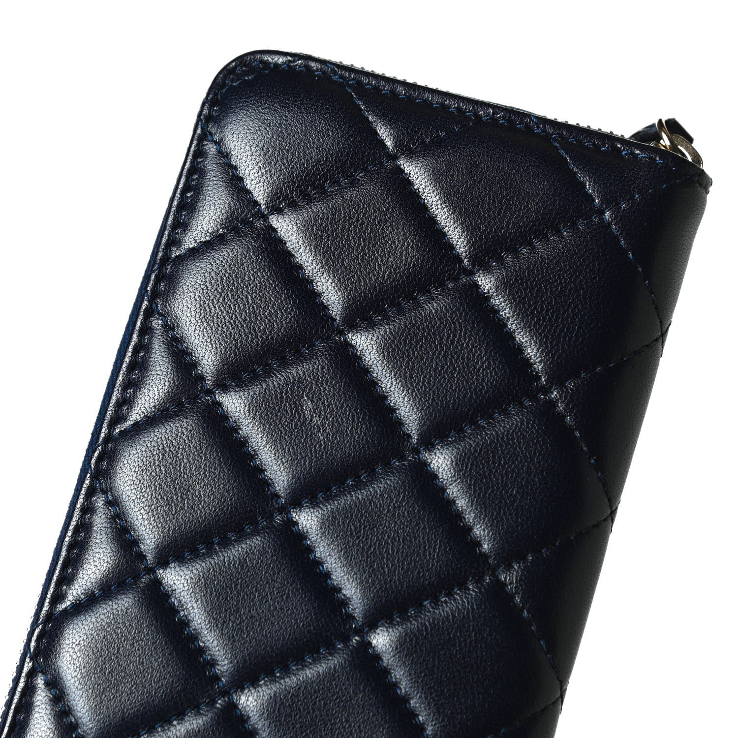 Chanel Lambskin Quilted Small Lucky Charms Zip Around Wallet Navy 12 of 12