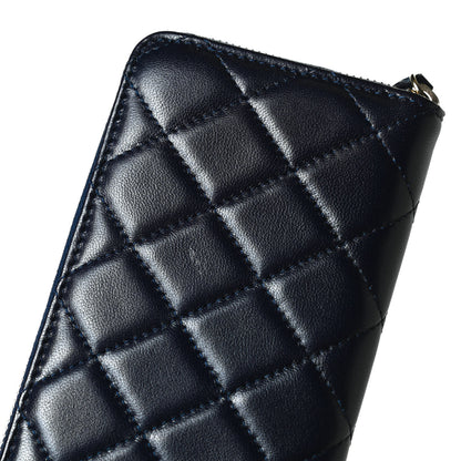 Chanel Lambskin Quilted Small Lucky Charms Zip Around Wallet Navy 12 of 12