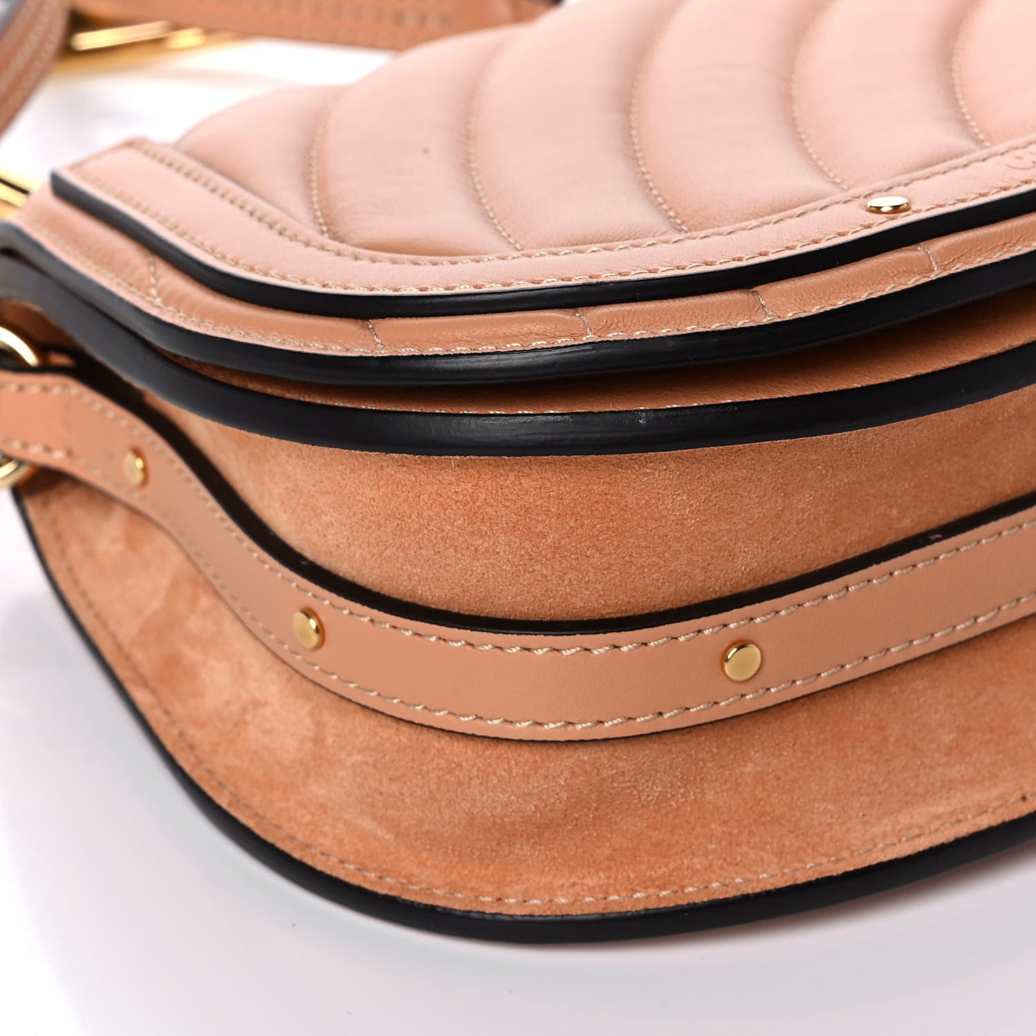 Chloe Calfskin Suede Quilted Small Nile Bracelet Bag Caramel 9 of 11