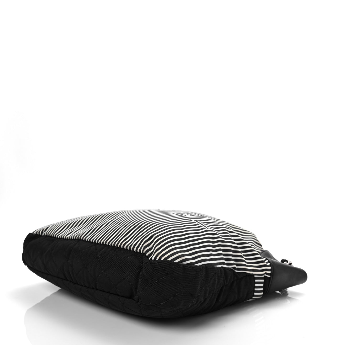 Striped Canvas Logo Tote Black