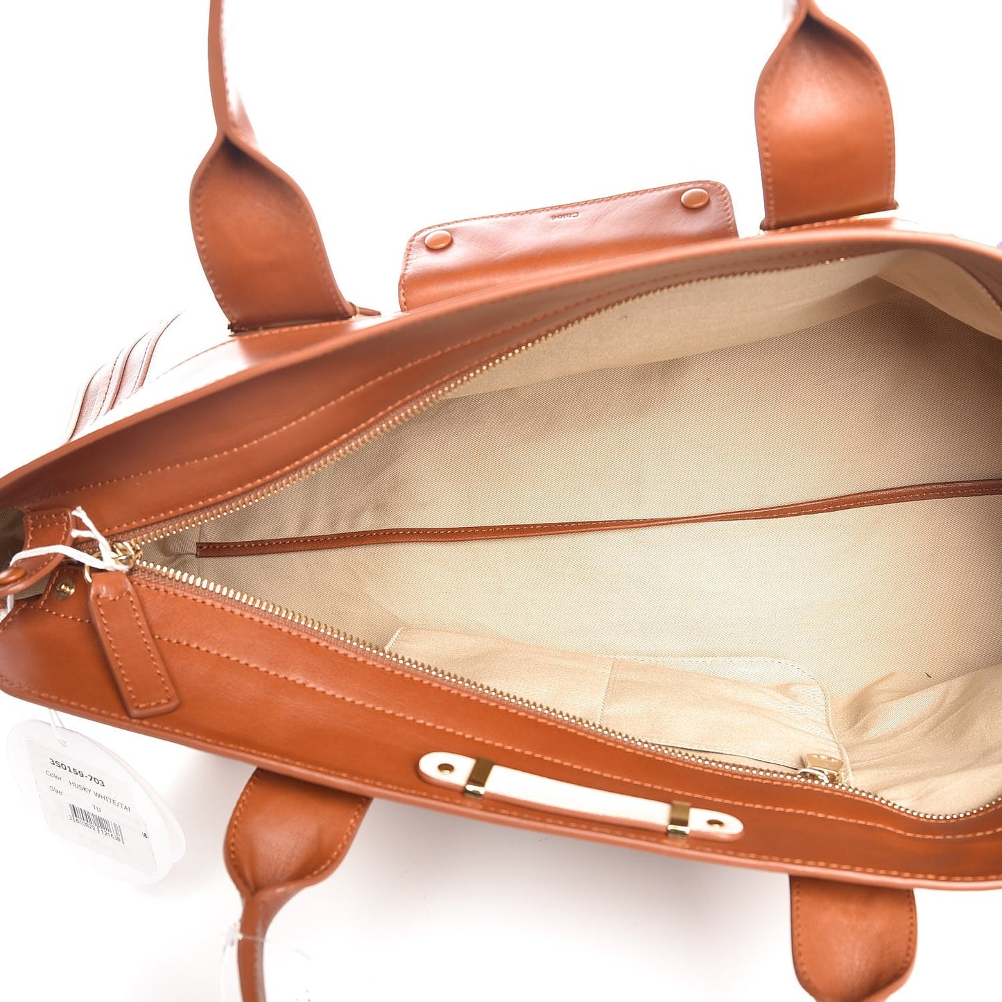 Calfskin Large Alice Satchel Husky White Tan