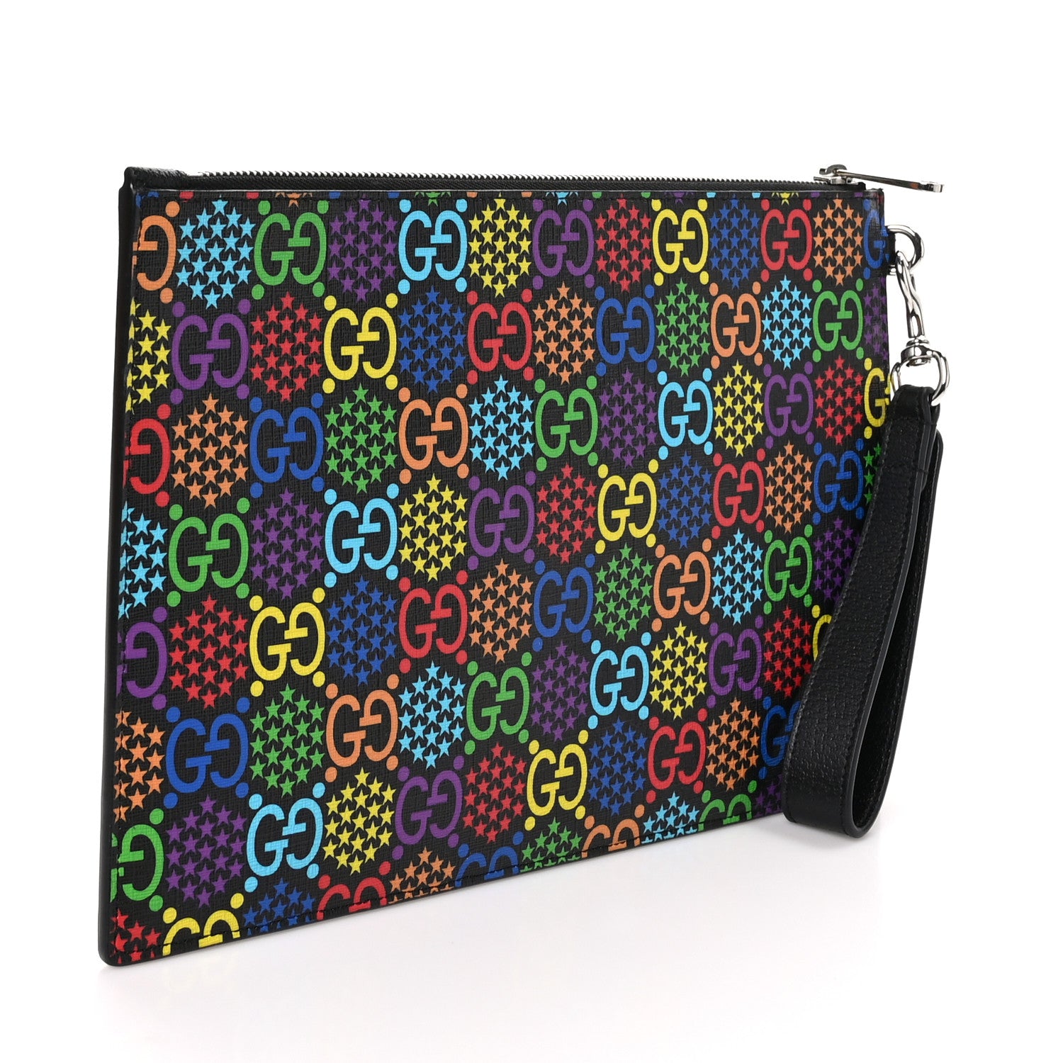 Gucci GG Supreme Monogram Psychedelic Zip Wristlet Pouch Black Multicolor 3 of 9