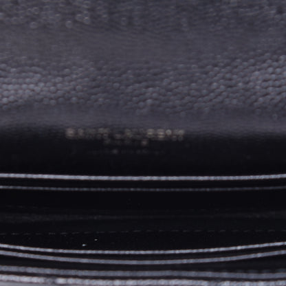 Saint Laurent Grain De Poudre Matelasse Chevron Small Monogram Envelope Wallet Black 5 of 10