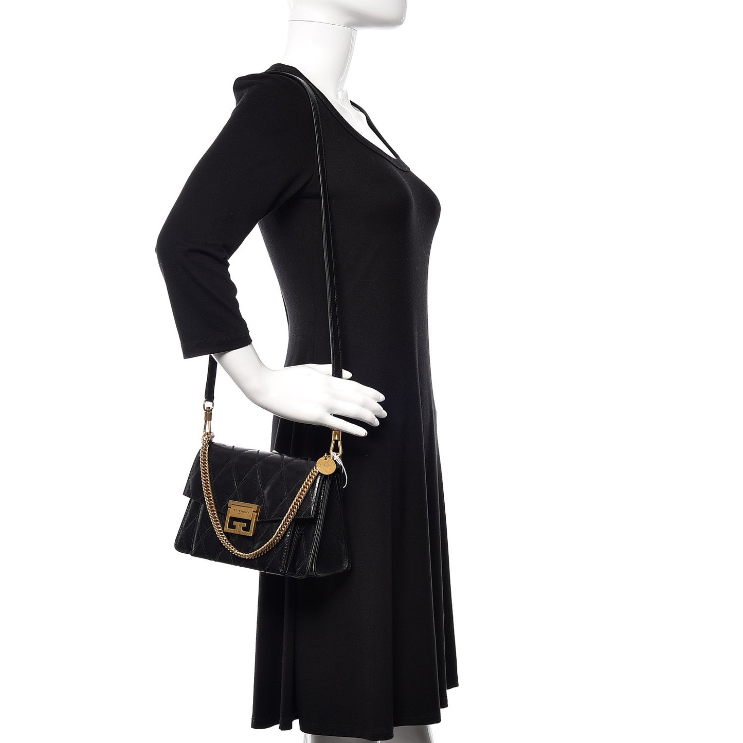 Goatskin Quilted Small GV3 Shoulder Bag Black