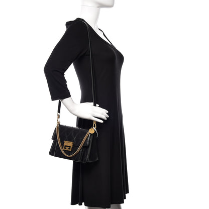 Givenchy Goatskin Quilted Small GV3 Shoulder Bag Black 2 of 9