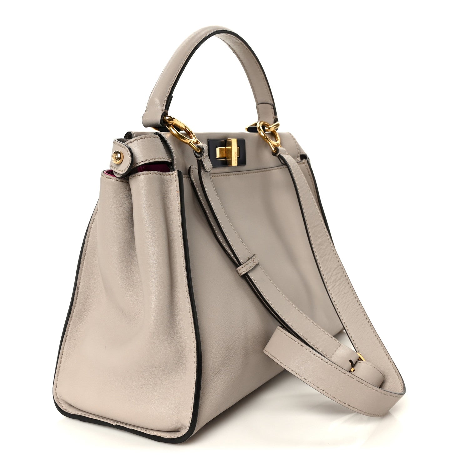 Fendi Vitello Seta Shiny Nappa Medium Peekaboo Iconic Satchel