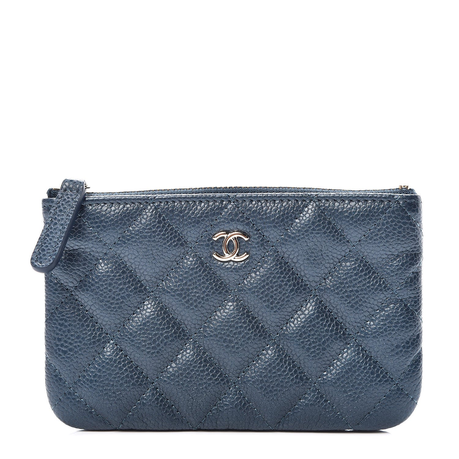 Chanel Metallic Caviar Quilted Small Cosmetic Case Dark Blue 1 of 8