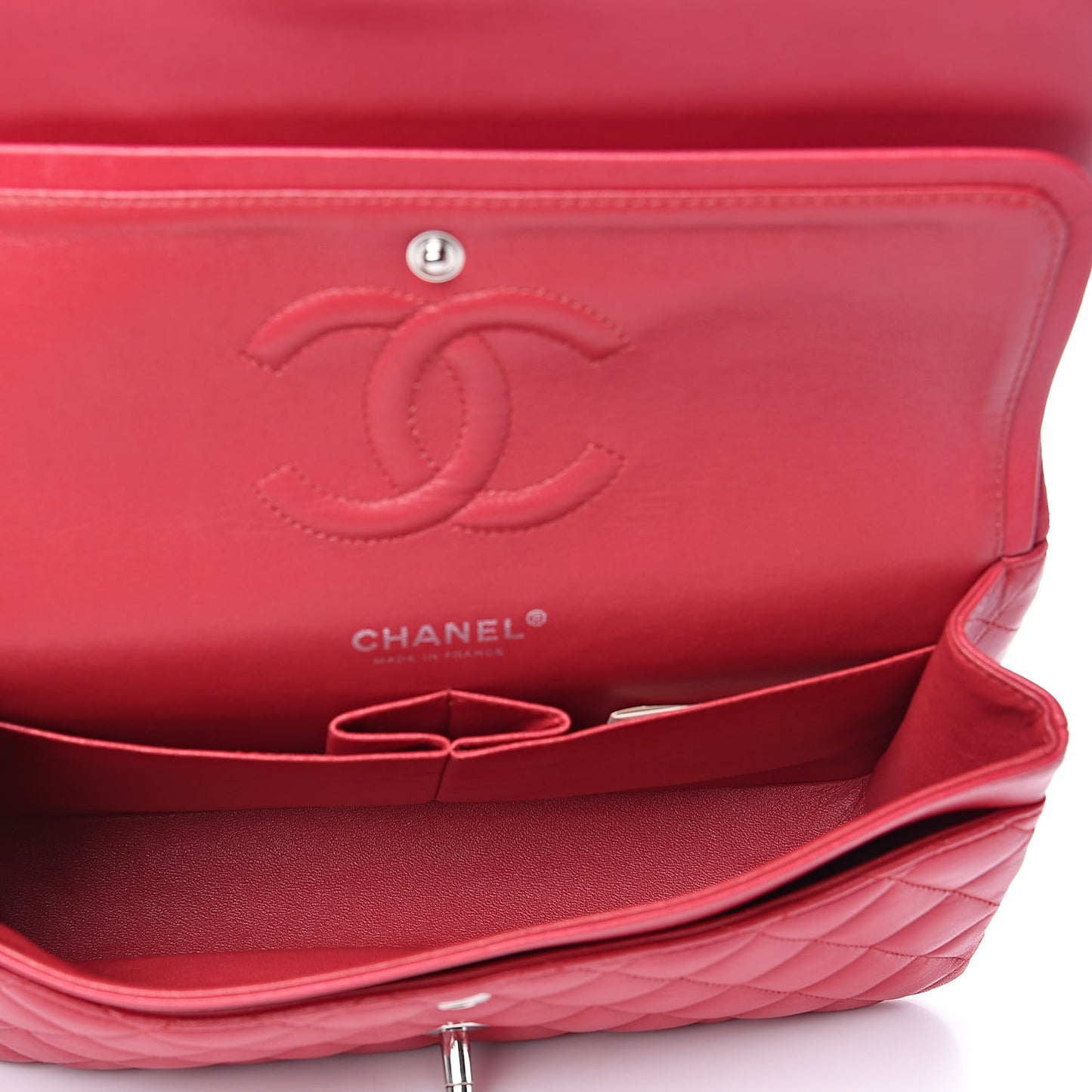 Lambskin Quilted Medium Double Flap Dark Pink