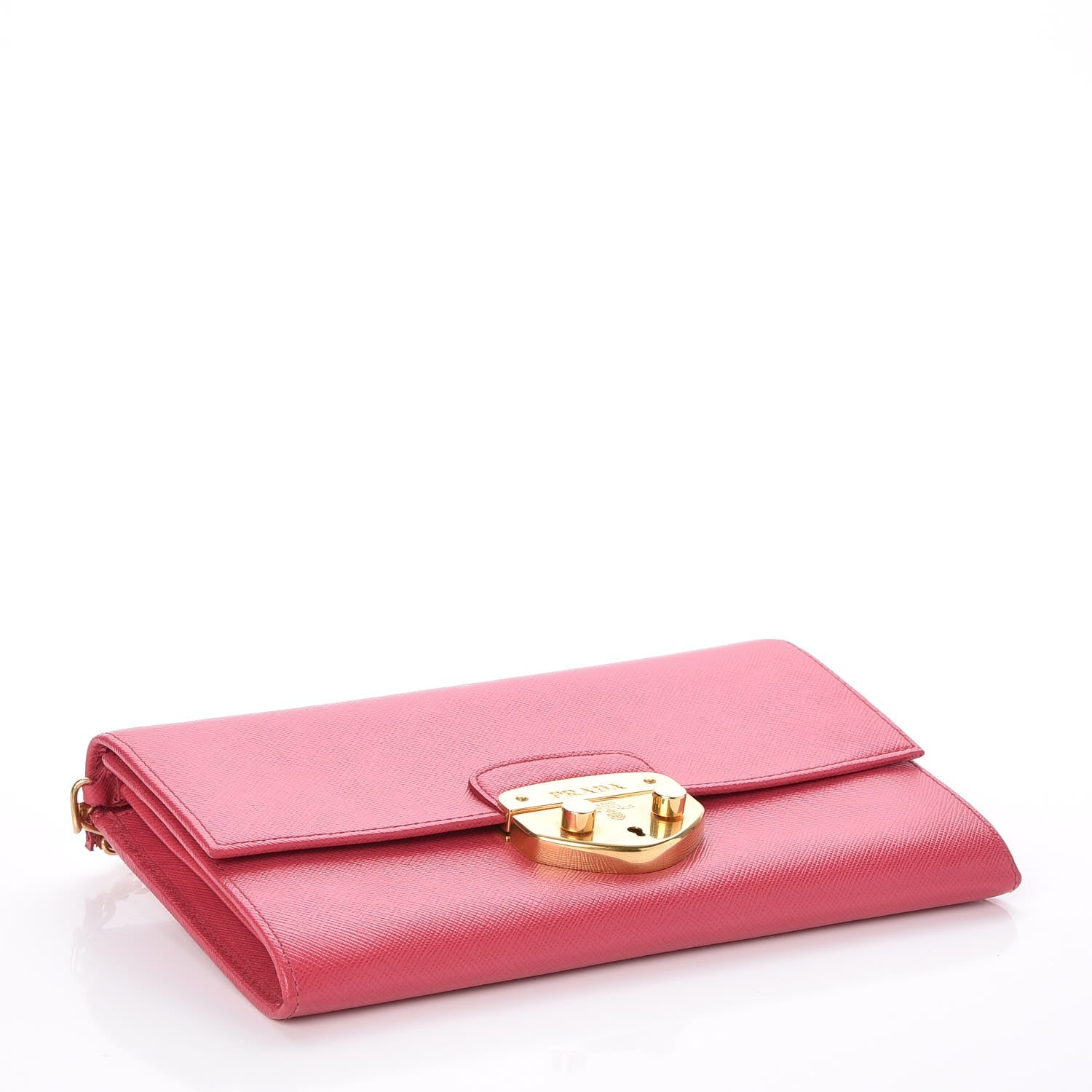 Prada Saffiano Lux Detachable Chain Clutch Wallet Peonia 4 of 8