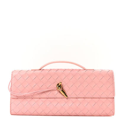 Bottega Veneta Nappa Intrecciato Long Andiamo Top Handle Clutch Rose 1 of 9