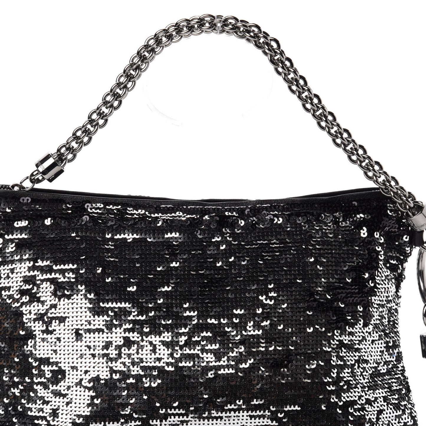 Sequin Callie Tasseled Clutch Black Silver