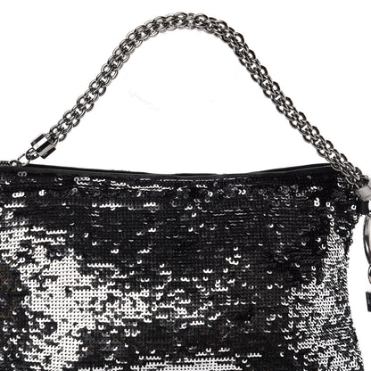Jimmy Choo Sequin Callie Tasseled Clutch Black Silver 9 of 9