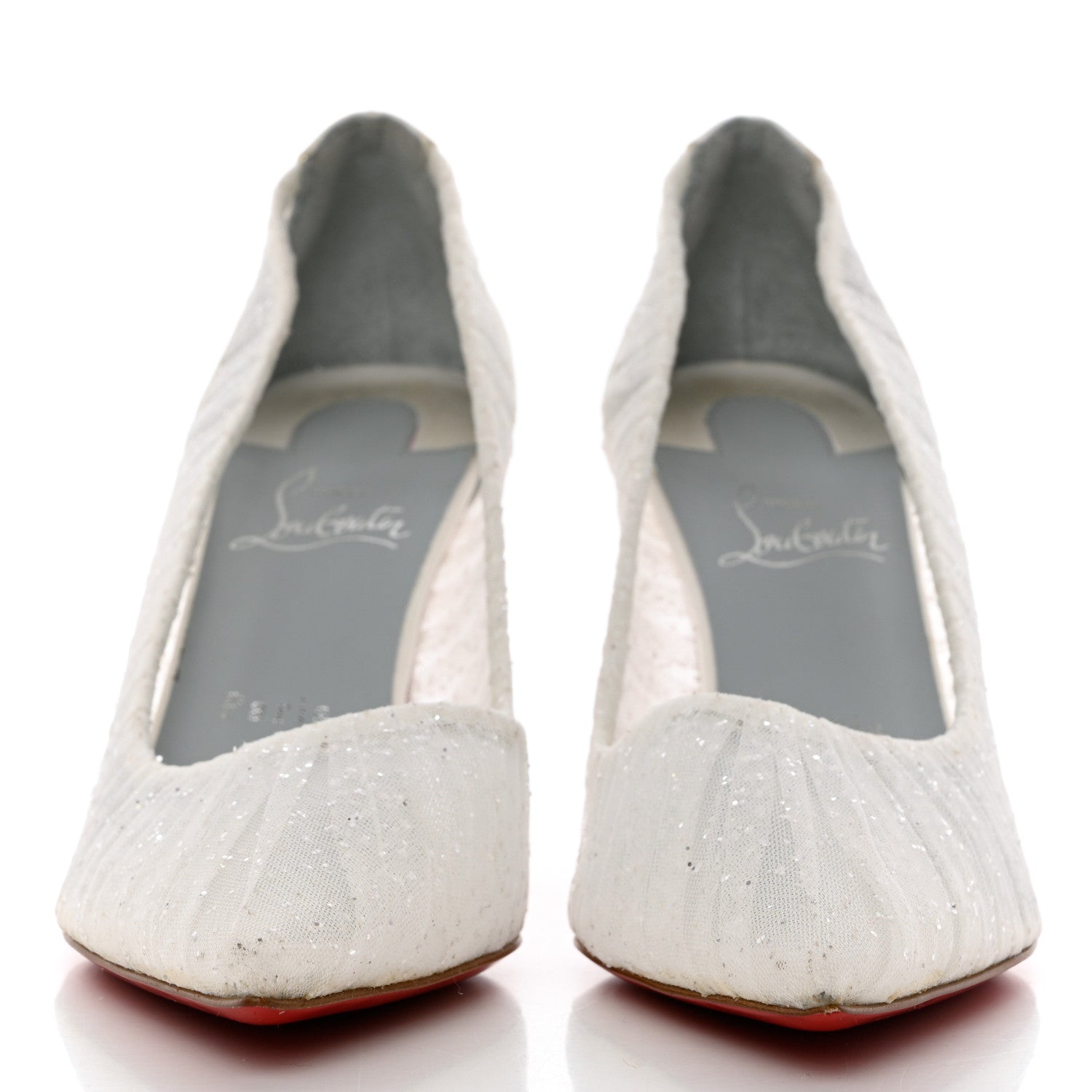 Christian Louboutin Tulle Glitter Satin Kate Draperia 85 Pumps 38.5 White 2 of 11