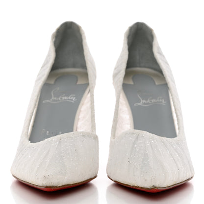 Christian Louboutin Tulle Glitter Satin Kate Draperia 85 Pumps 38.5 White 2 of 11