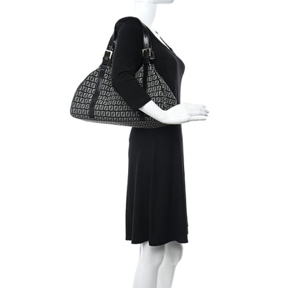 Fendi Zucchino Shoulder Bag Black White 2 of 13