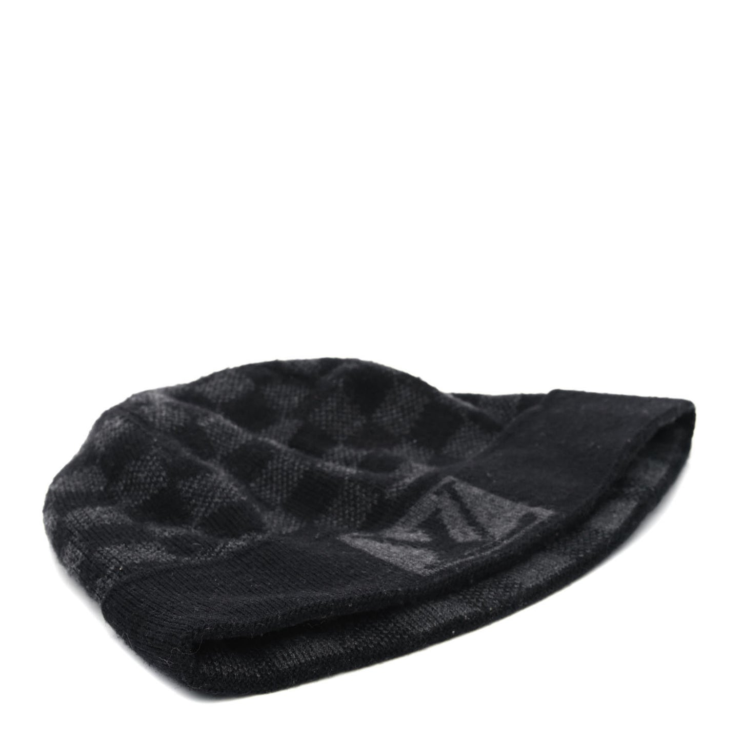 Wool Bonnet Petit Damier Beanie Hat Black