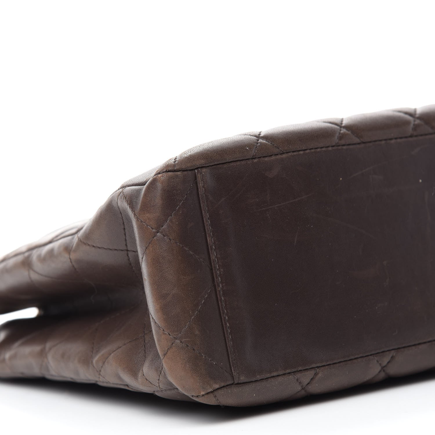 Chanel Lambskin Quilted Shopping Tote Dark Brown 6 of 15