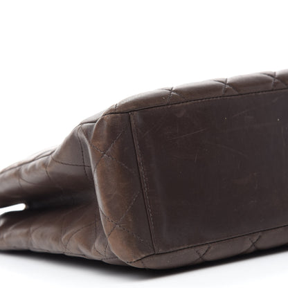 Chanel Lambskin Quilted Shopping Tote Dark Brown 6 of 15