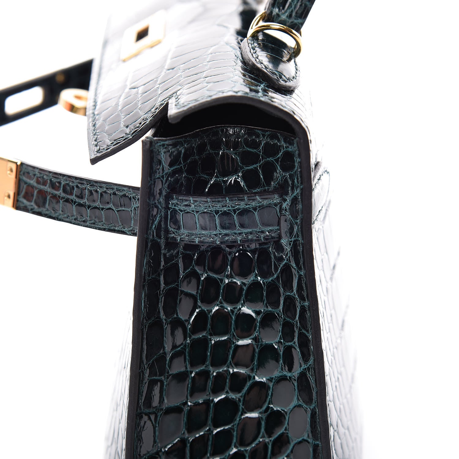 Hermes Shiny Alligator Mini Kelly Sellier 20 Vert Cypress 17 of 30