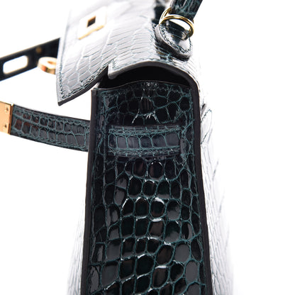 Hermes Shiny Alligator Mini Kelly Sellier 20 Vert Cypress 17 of 30