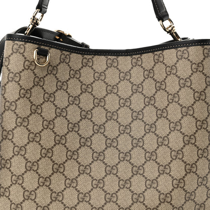 Gucci GG Supreme Monogram Medium Emblem Bucket Bag Beige Dark Brown Black 8 of 12