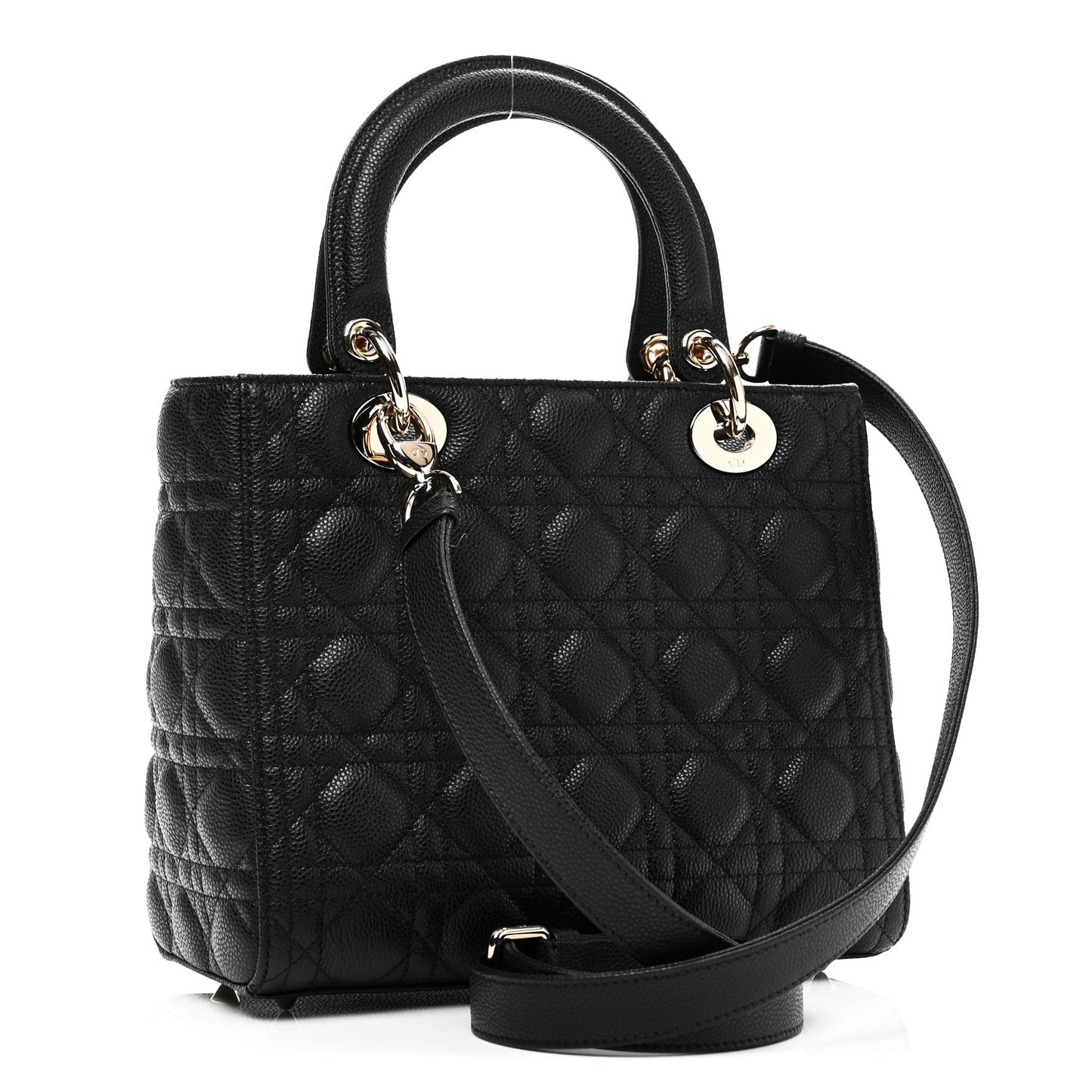 Grained Calfskin Cannage Medium Lady Dior Black
