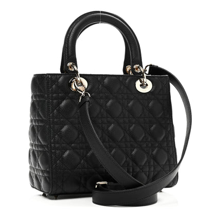 Christian Dior Grained Calfskin Cannage Medium Lady Dior Black 3 of 11