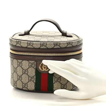 Gucci GG Supreme Monogram Textured Calfskin Web Ophidia Vanity Cosmetic Case Beige Ebony New Acero 2 of 9