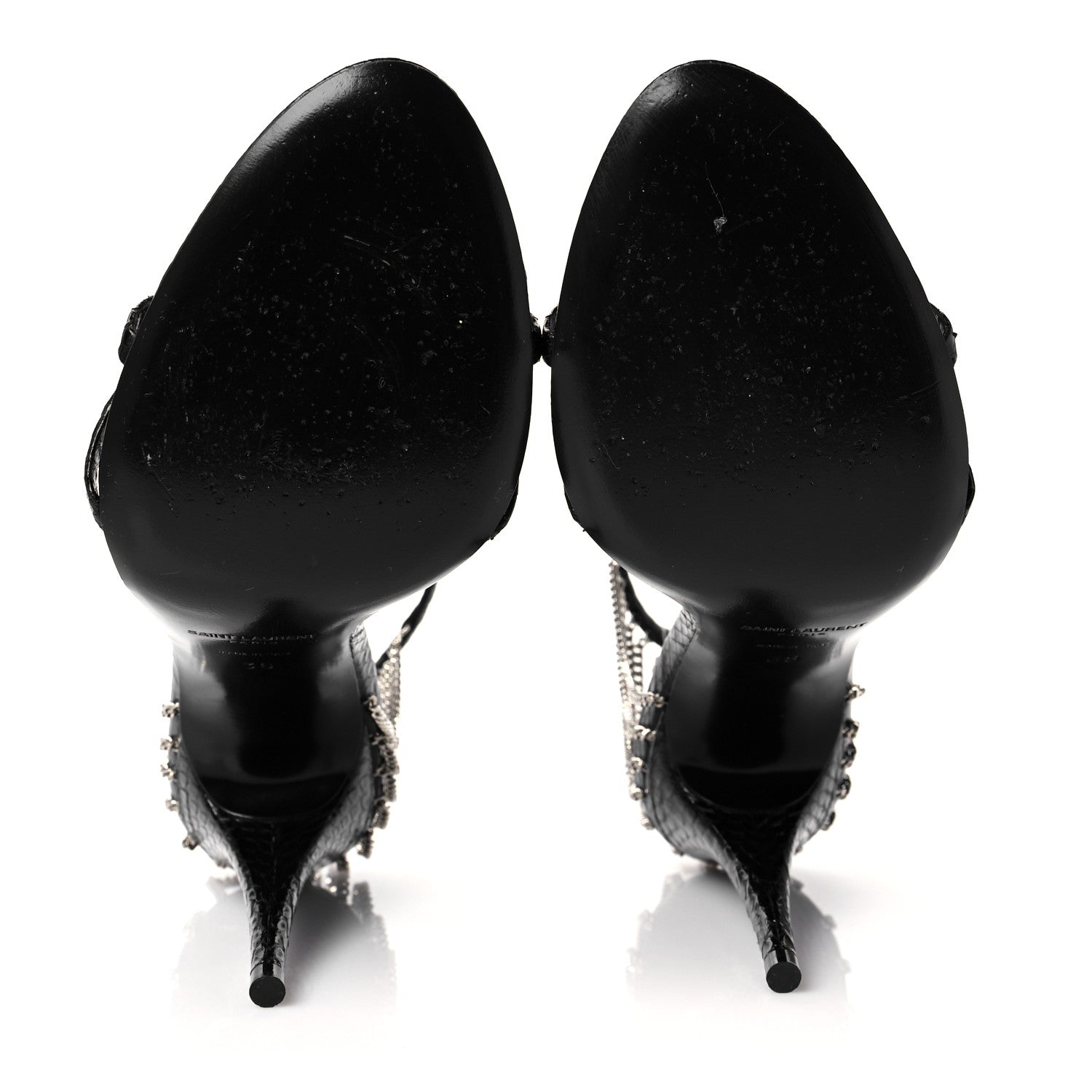 Saint Laurent Ayers Laquer Chain Sunset 95 Pumps 38 Black 7 of 13