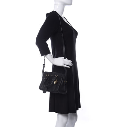 Alexander McQueen Pebbled Calfskin Mini Skull Padlock Zip Around Tote Black 2 of 9