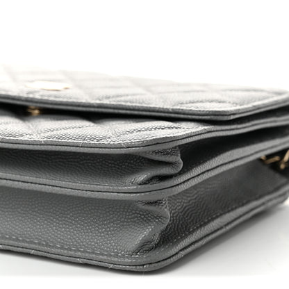 Chanel Caviar Quilted Square Wallet On Chain WOC Grey 10 of 11