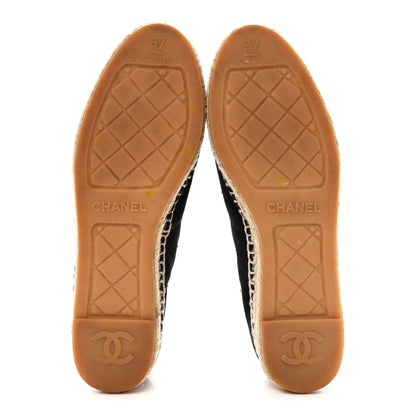 Chanel Suede Pearl CC Espadrilles 37 Black 6 of 11