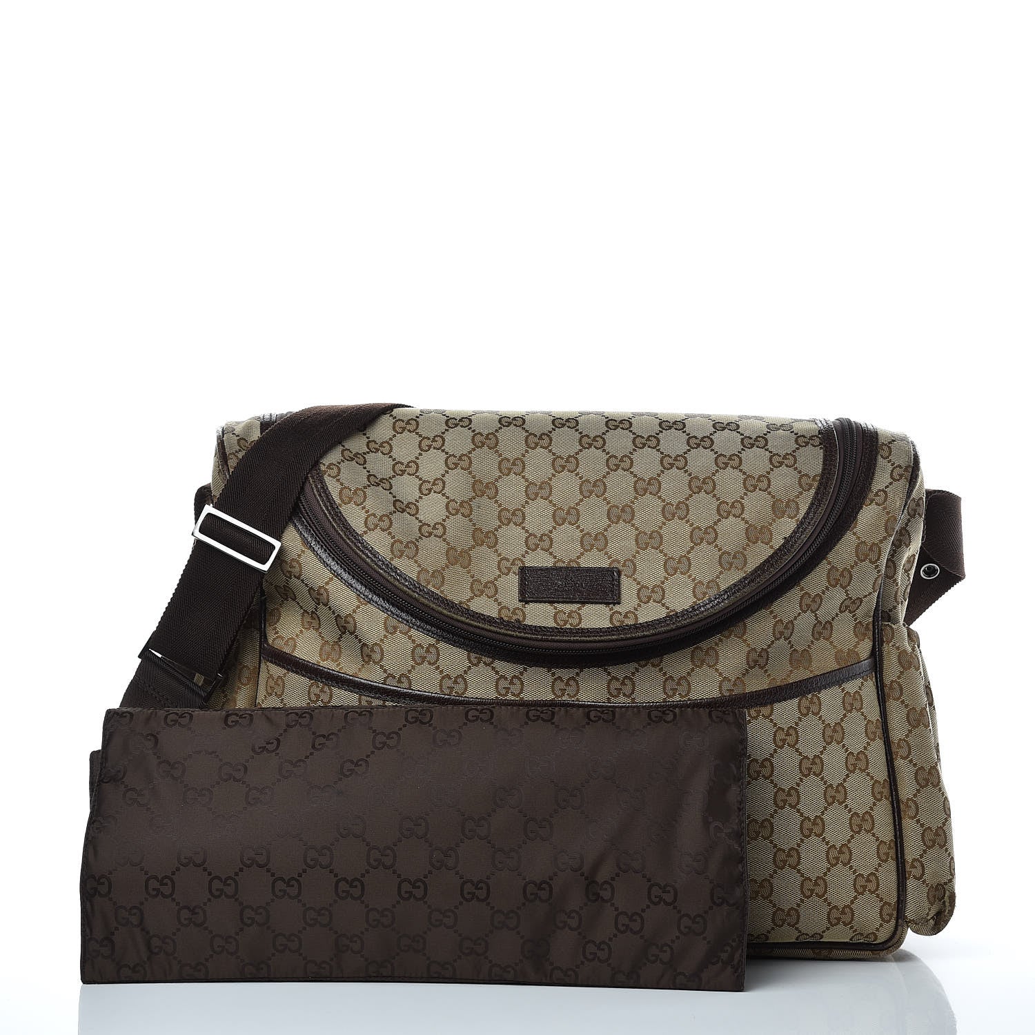 Gucci Monogram Natural Pigskin Large Diaper Bag Beige Ebony Cocoa Dark Chocolate 3 of 18