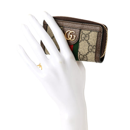 Gucci GG Supreme Monogram Web Ophidia Zip Around Key Case Beige New Acero 2 of 7