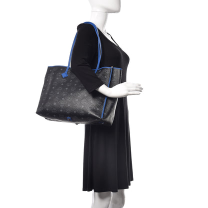 MCM Metallic Visetos Medium Kira Shopper Tote Black Blue 2 of 10