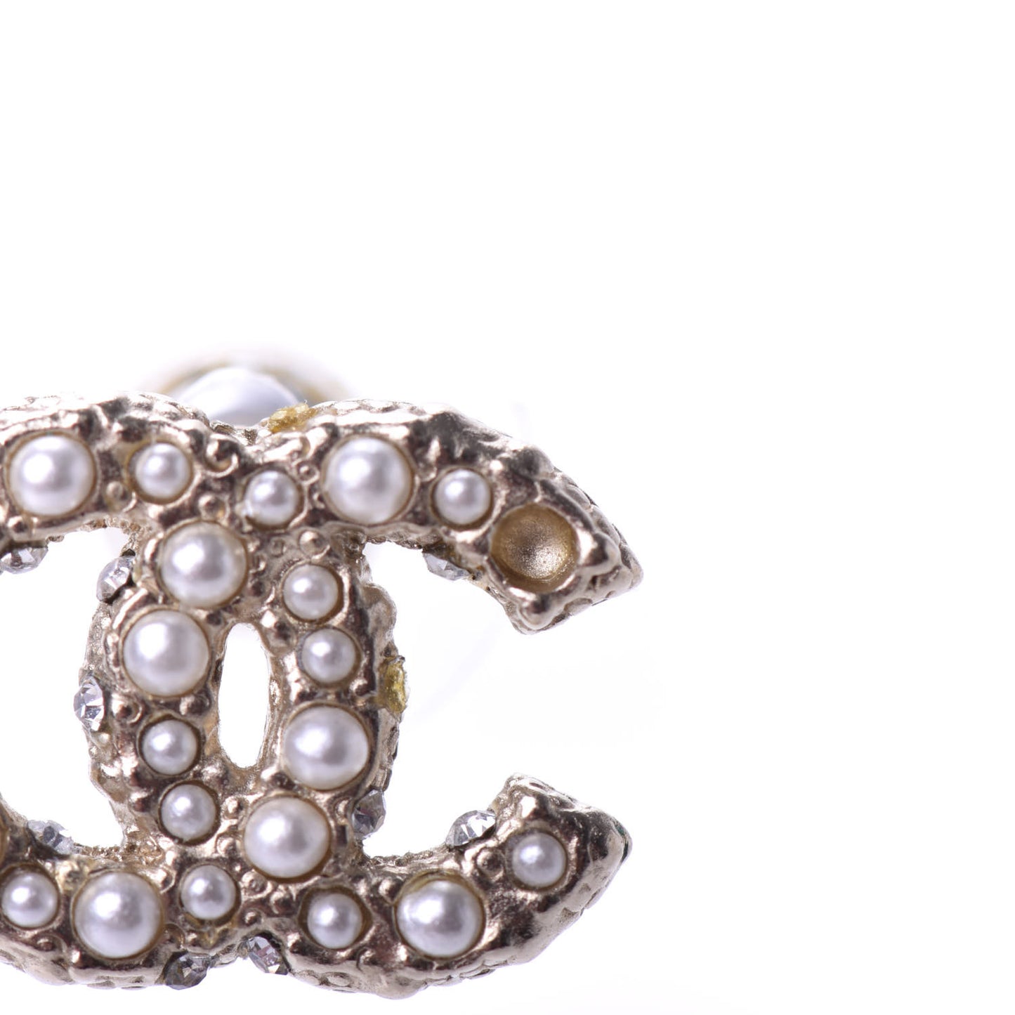 Pearl Crystal CC Earrings Light Gold