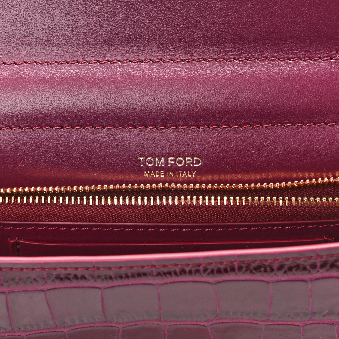 Crocodile Embossed Calfskin TF Mini Bag Cranberry