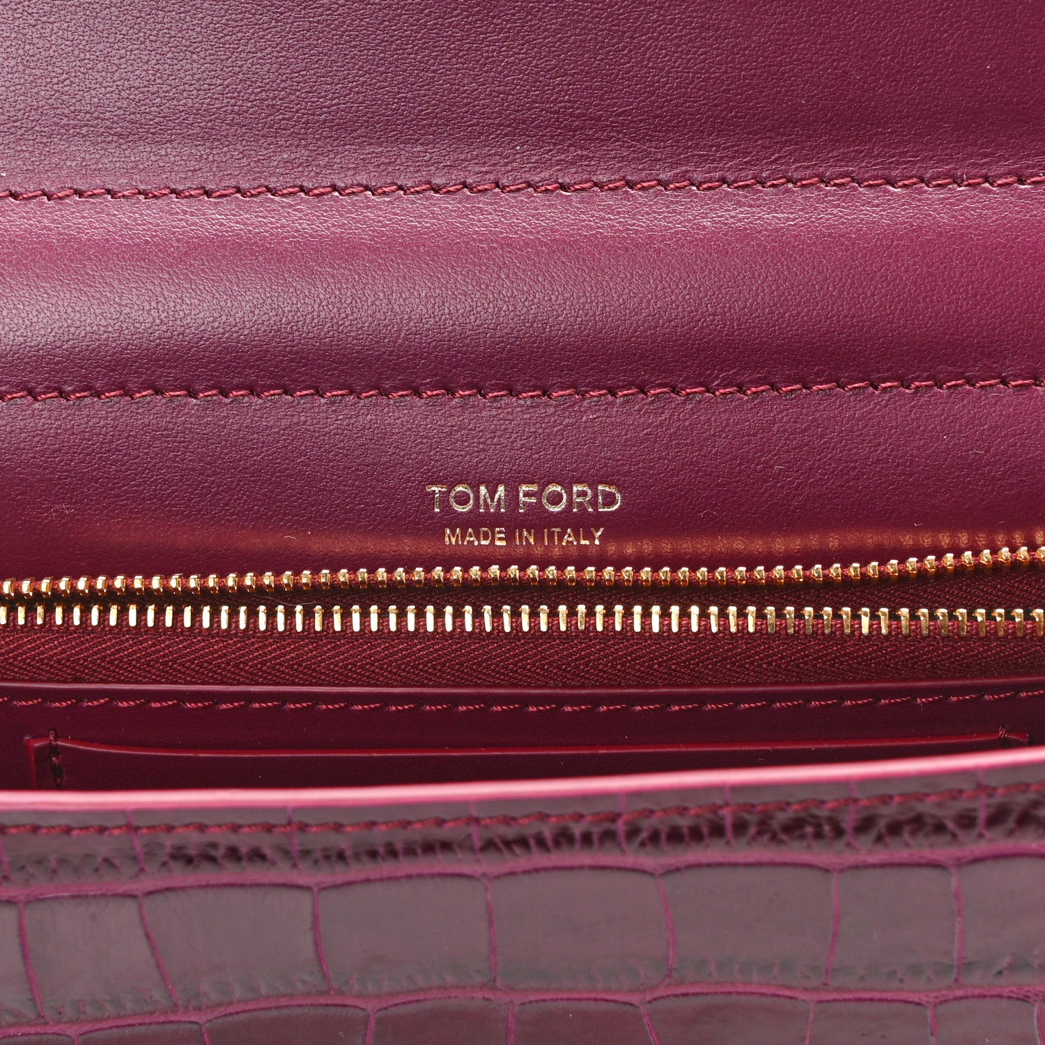 Tom Ford Crocodile Embossed Calfskin TF Mini Bag Cranberry 6 of 14
