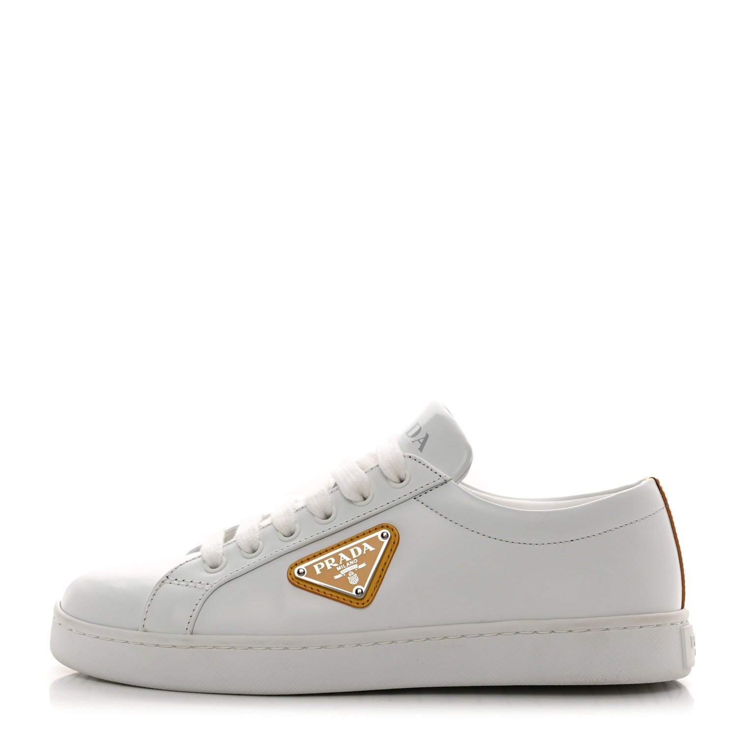 Prada Spazzolato Rois Metal Triangle Logo 25mm Sneakers 35.5 White Soleil 1 of 9